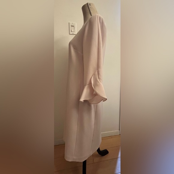 Karl Lagerfeld Paris Crepe Dress Blush Pink Tulip Bell Sleeve Size 10 - Picture 4 of 8